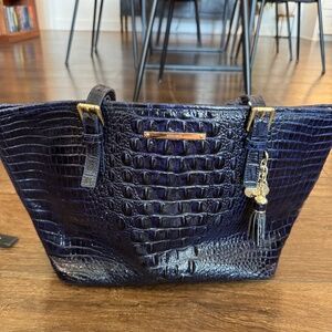 Brahmin Leather Navy Tidewater Medium Asher Tote